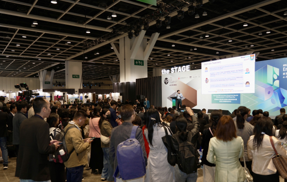 Over 450 attendees at Tech-Up GBA Innovators Programme Results Announcement X HKU Demo Day at E-Day.
 